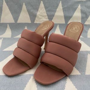 brown padded high heel mules (size 7)